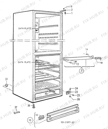 Взрыв-схема холодильника Zanussi ZFC67/42FF - Схема узла Cabinet + furniture (extra)